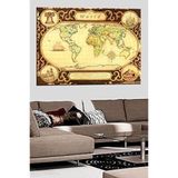 Mgi Design Antik Dünya Haritası Duvar Tablosu, Vintage Retro Tema, 35x50 cm, Çok Renkli