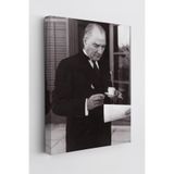 Mgi Design Atatürk HD Baskı Kanvas Tablo, Siyah Beyaz Portre, 70x100 cm, Dekoratif Duvar Sanatı