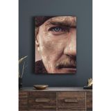 Mgi Design Atatürk Mavi Gözler Kanvas Tablo, Dekoratif Duvar Sanatı, 60x90 cm, HD Dijital Baskı, Dikey