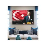 Mgi Design Atatürk Portre Kanvas Tablo, Türk Bayraklı, Ev Ofis Dekoratif, 80x120 cm, Tek Parça, Çerçevesiz
