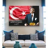 Mgi Design Atatürk Portre Tablo Ev Ofis Dekoratif Kanvas Tablo Türk Bayraklı - 70 x 100 cm - Ahşap