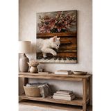 Mgi Design Beyaz Kedi Ve Piyano Kanvas Tablo-dekoratif Duvar Tablosu Salon, Oturma Odası, Ofis İçin Şık Tasarım | Modern Duvar Dekoru | Salon, Yatak Odası Ve Ofis İçin | Sanatsal Ev Dekorasyonu