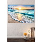 Mgi Design Gün Batımı Deniz Sahil Manzara Kanvas Tablo, 70x100 cm, MDF Çerçeve