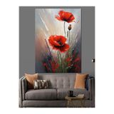 Mgi Design Kırmızı Gelincik Çiçeği Dekoratif Kanvas Tablo, 70x100 cm, Çok Renkli, MDF Ahşap