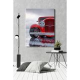 Mgi Design Kırmızı Retro Araba Kanvas Tablo, 70x100 cm, Duvar Sanatı, MDF Çerçeve