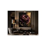 Mgi Design Lüks Bordo Şakayık Çiçeği Kanvas Tablo – Altın Detaylı Modern Çiçek Tablosu – Salon Ve Yatak Odası Duvar Dekoru | Modern Duvar Dekoru | Salon, Yatak Odası Ve Ofis İçin | Sanatsal Ev Dekorasyonu