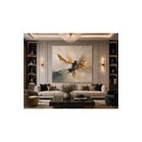 Mgi Design Lüks Modern Soyut Altın Dokulu Kanvas Tablo – Bej, Petrol Yeşili Ve Altın Yaldız Efektli Dekoratif Duvar Tablosu – Salon, Ofis, Yatak Odası Ve Antre İçin Premium Çağdaş Sanat Eseri | Modern Duvar Deko