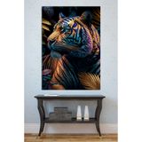 Mgi Design Mavi Gözlü Leopar Kanvas Tablo, Salon Oturma Odası Duvar Süsü, 35x50 cm, Doğa Temalı