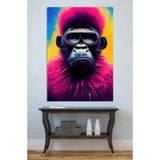 Mgi Design Neon Pop Art Maymun Kanvas Tablo, Gözlüklü Hayvan Portresi, Çok Renkli, 70x100 cm
