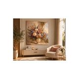 Mgi Design Romantik Provence Çiçek Aranjmanı Kanvas Tablo – Pastel Şakayık Ve Gül Buketi Manzara Temalı Çerçevesiz Dekoratif Duvar Tablosu – Salon, Yatak Odası Ve Oturma Odası Dekorasyonu | Modern Duvar Dekoru |