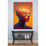 Mgi Design Turuncu Soyut Portre Kanvas Tablo, Modern Pop Art UV Baskı, 35x50 cm, Ofis Dekoru