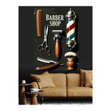 Mgi Design Vintage Barber Shop Dekoratif Kanvas Tablo, Berber Dükkanı Temalı Duvar Sanatı, 70x100 cm, MDF Ahşap Çerçeve