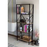 Mgr Office 150 Cm Dekoratif 5 Raflı Kitaplık Çok Amaçlı Raf Mutfak Rafı Metal Kitaplık ATLANTİK ÇAM