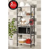 Mgr Office 5 Raflı Metal Mutfak Düzenleyici Raf Metal 5 Raflı Kitaplık Mutfak Rafı Baharatlık Beyaz