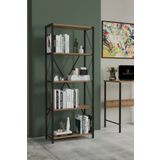 Mgr Office Kahverengi Ceviz Dekoratif 5 Raflı Kitaplık 150 Cm