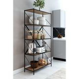 Mgr Office STONE 5 Raflı Metal Mutfak Düzenleyici Raf Metal 5 Raflı Kitaplık Mutfak Rafı Baharatlık Kahverengi