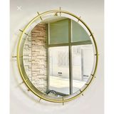 MGS Ayna -Duvar Aynası-Lawi Dekoratif Ayna Banyo Hol Aynası - Gold
