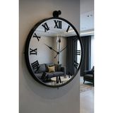 MGS Duvar Saati Tinattti Roma Aynalı 50 x 53 cm Sessiz Mekanizma ile Şık Dekoratif Tasarım - Siyah