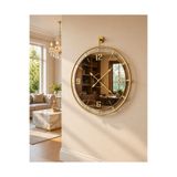 Mgs SAAT-DUVAR SAATİ -GLOW GOLD BRONZ TÜRK AYNALI BÜYÜK BOY DUVAR SAATİ