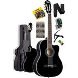 MGX-100BK-BAG Üst Seviye Klasik Gitar 4/4 Sap Ayarlı Gül Klavye (Tuner Çanta Askı Capo Metod Pe