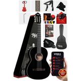 MGX-200BK Kaliteli Klasik Gitar 4/4 Yetişkin Boy Full Set - Çok Renkli