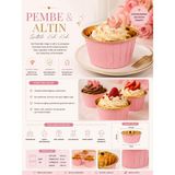 MGZ Pembe Gold Parlak Metalize 25'li Muffin Cupcake Kek Kapsülü