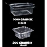 MGZ Plastik Sızdırmaz Kap 500 gr - 1000 gr Kullan At Tek Kullanımlık Kapaklı Kase 25 Adet 2 Li Set