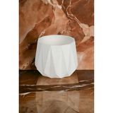 MH Mini Hediye Dekoratif Beyaz Beton Saksı Kaktüs Sukulent Bambu Çiçek Saksısı 22 cm