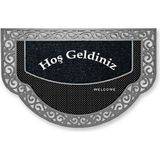 M&H Quality Dekoratif Dış Kapı Yıkanabilir Toz Alıcı Halı Kapı Önü Paspası Hoş Geldiniz Yazılır Yıkanabilir Kaymaz Taban - Gümüş - 45 x 70 cm