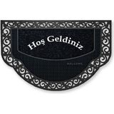 M&H Quality Dekoratif Dış Kapı Yıkanabilir Toz Alıcı Halı Kapı Önü Paspası Hoş Geldiniz Yazılır Yıkanabilir Kaymaz Taban - Siyah - 45 x 70 cm