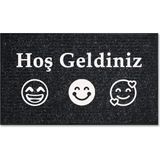 M&H Quality Dekoratif Nem Alıcı Toz Alıcı Siyah Kapı Önü Paspası Iç ve Dış Kapı Paspası Halı Paspas Lux - 45 x 70 cm