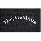 M&H Quality Dekoratif Nem Alıcı Toz Alıcı Siyah Kapı Önü Paspası Iç ve Dış Kapı Paspası Halı Paspas Lux - Siyah - Bej - 45 x 70 cm