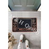M&H Quality Dekoratif Saksılı Çiçekli Dış Kapı Önü Paspası Yıkanabilir Toz Alıcı Halı Bakır Renk 45X70Cm