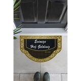 M&H Quality Dekoratif Siyah Kapı Önü Paspası Hoş Geldiniz Yazılır Yıkanabilir Toz Alıcı Halı Kapı Önü Paspası - 45 x 70 cm
