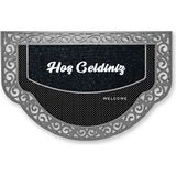 M&H Quality Dekoratif Siyah Kapı Önü Paspası Hoş Geldiniz Yazılır Yıkanabilir Toz Alıcı Halı Kapı Önü Paspası - Gümüş - 45 x 70 cm