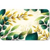 M&H Quality Dijital Baskılı Desenli Dekoratif Dış Kapı Önü ve Iç Mekan Paspası Yıkanabilir Kaymaz Taban - Yeşil - 70 x 45 cm