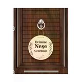 M&H Quality Gül Desenli Kalp Figürlü "Evimize Neşe Getirdiniz" Kapı Süsü | 22.5 Cm Mdf | Halat Askılı