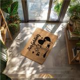 M&H Quality Hoş Geldiniz Yazılı Köpek Figürlü Kapı Önü Paspası – Dekoratif Kaymaz Taban - Kırmızı - 70 x 45 cm
