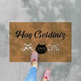 M&H Quality Hoş Geldiniz Yazılır Temalı Coco Görünümlü Dekoratif Dış Kapı Önü ve Iç Mekan Paspası - Bebek Mavisi - 45 x 70 cm