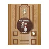 M&H Quality Hoşgeldiniz" Yazılı Mdf Kapı Süsü(22.5 Cm)Sevimli Yaşlı Çift Temalı Halat Askılı Giriş Dekoru