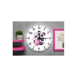 M&H Quality Kız Çocuk Odası İçin Pembe Panda Tasarımlı Sessiz Duvar Saati