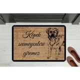 M&H Quality Köpek Sevmeyen Giremez” Yazılı Köpek Figürlü Kapı Önü Paspası – Kaymaz, Yıkanabilir - Çok Renkli - 70 x 45 cm