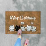 M&H Quality Yavru Kedicikler Temalı Coco Görünümlü Dekoratif Dış Kapı Önü ve Iç Mekan Paspası - Gümüş - 45 x 70 cm