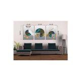 M&H Quality Zümrüt Yeşili & Altın Detaylı Lüks Geometrik 3'Lü Mdf Tablo Seti