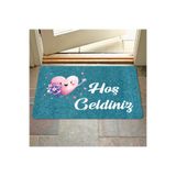 M&H Quality(147) Dijital baskılı Hoş geldiniz yazılı çiçek desenli kapı önü paspası iç ve dış için yıkanabilir Kaymaz füme 45 x 70