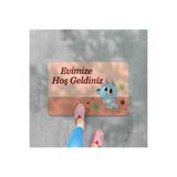 M&H Quality(164) hoş geldiniz yazılır Dekoratif Dış Kapı Önü ve Iç Mekan Paspası yıkanabilir Turuncu 45 x 70