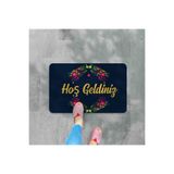 M&H Quality(166) hoş geldiniz yazılır Dekoratif Dış Kapı Önü ve Iç Mekan Paspası yıkanabilir Lacivert 45 x 70