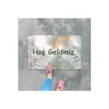 M&H Quality(205) Dijital Baskılı hoş geldiniz yazılır Desenli Dekoratif Dış Kapı Önü ve Iç Mekan Paspası yıkanabilir Bej 45 x 70
