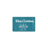M&H Quality(359) Dijital Baskılı kapı önü paspas Hoşgeldiniz Yazılı Çiçek Desen ve tavşan Iç ve Dış Kapı Yıkanabilir açık bej 45 x 70
