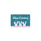 M&H Quality(371) Dijital Baskılı kapı önü paspas Hoşgeldiniz Yazılı Çiçek Desen ve tavşan Iç ve Dış Kapı Yıkanabilir yeşil 45 x 70